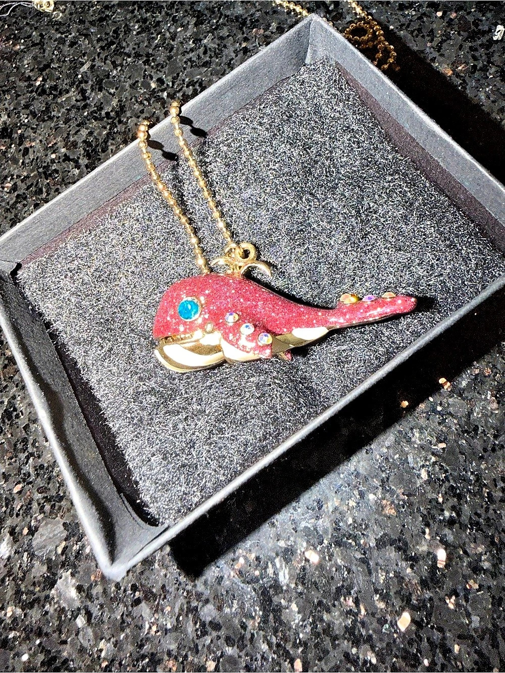Betsey Johnson Pink Glitter Whale Pendant Necklace Pink Pendant Necklace NWT
